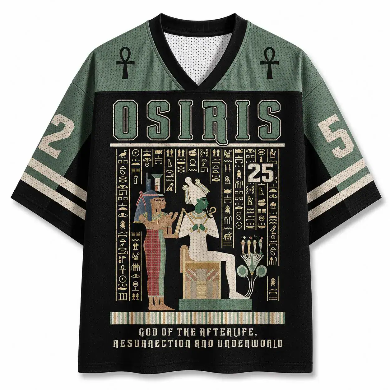 Egyptian Mythology Oversized Jersey Shirt – Vintage Osiris Graphic Streetwear Tee