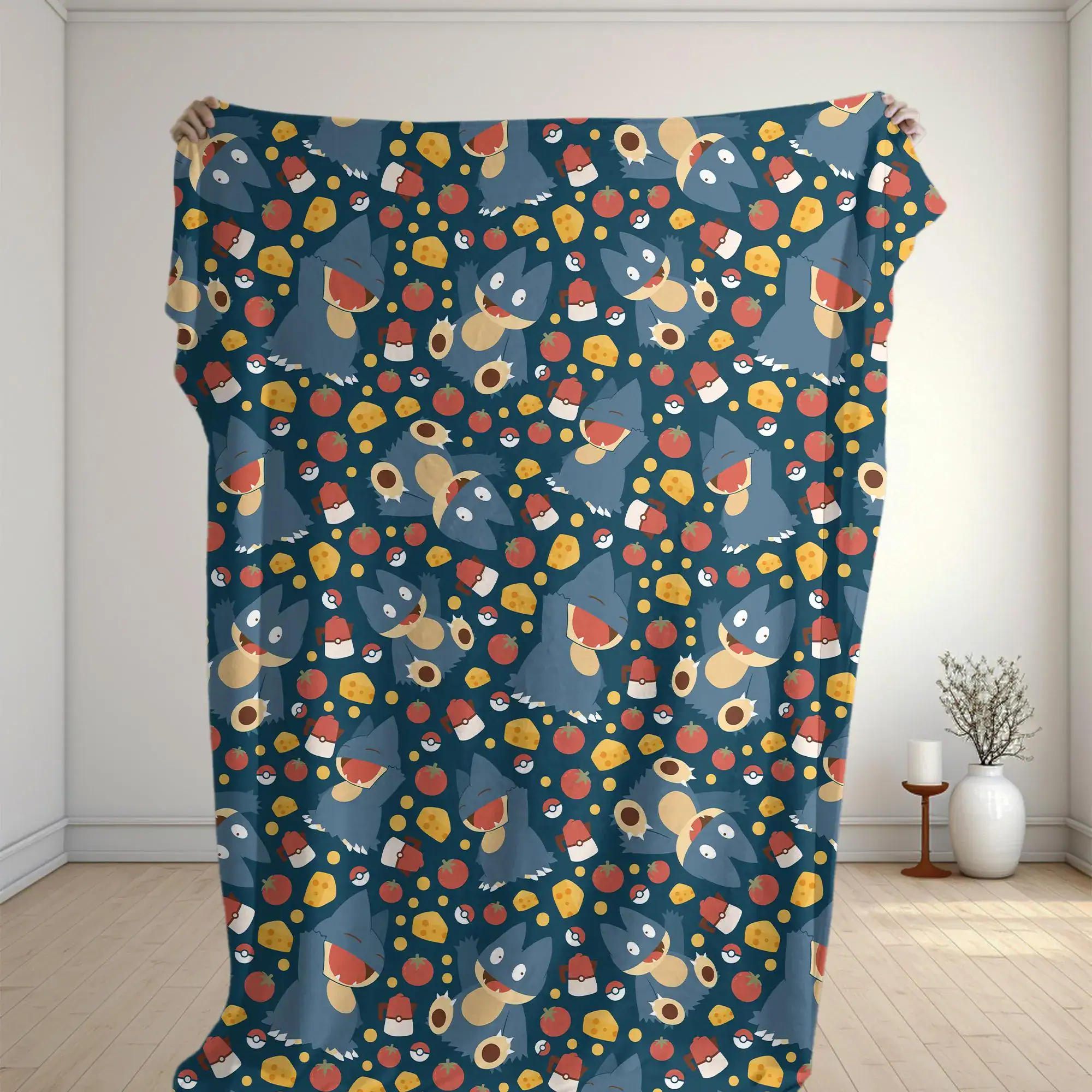 Munchlax Fleece Blanket Cute Food Pattern Cozy Throw Blanket Funny Family Baby Blanket Christmas Home Decor Munchlax Blanket Gifts
