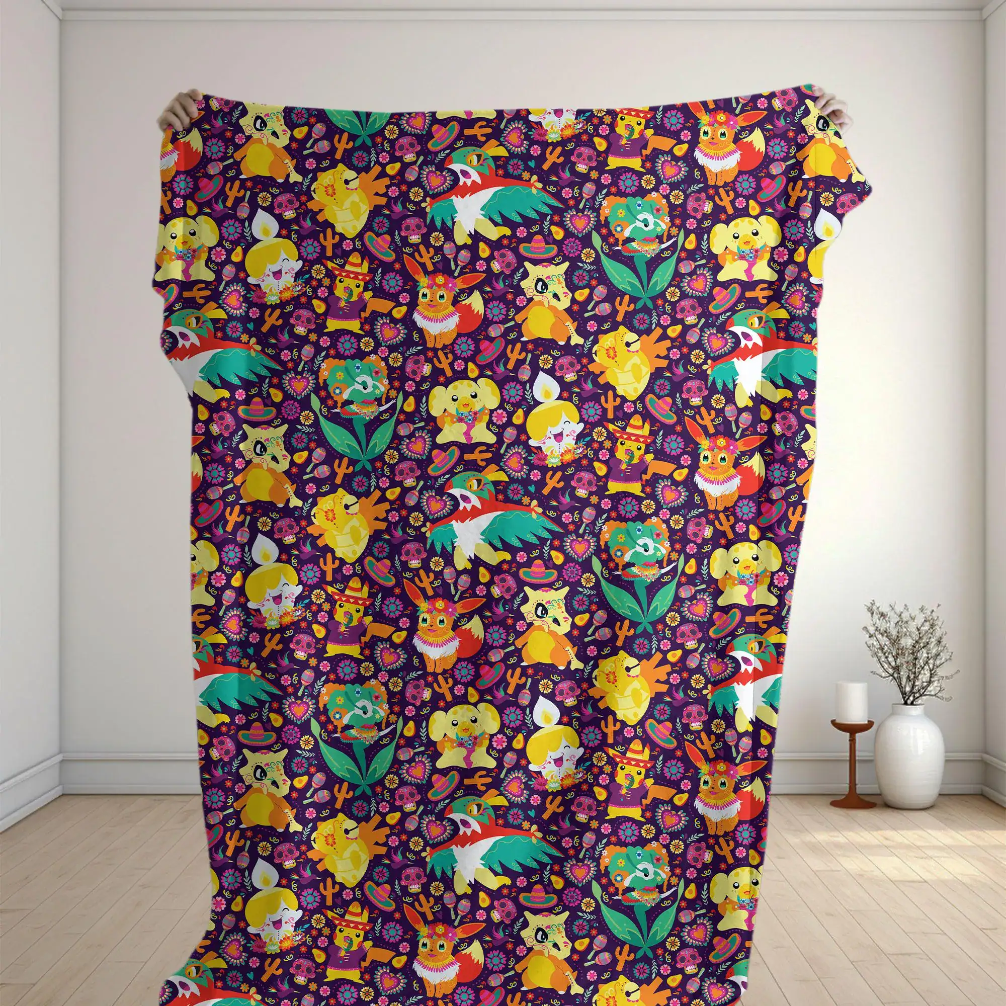 Eevee Cubone Fleece Blanket Cute Fiesta Cozy Throw Blanket Funny Family Baby Blanket Christmas Home Decor Eevee Blanket Gifts