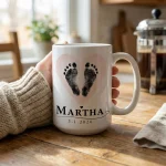 Personalized Name Birth Date Newborn Keepsake Coffee Cup Baby Shower Memorial Present For Parents Keepsake Custom Baby Footprint Mug Gift - Image 3