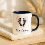 Personalized Name Birth Date Newborn Keepsake Coffee Cup Baby Shower Memorial Present For Parents Keepsake Custom Baby Footprint Mug Gift - Image 4