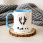 Personalized Name Birth Date Newborn Keepsake Coffee Cup Baby Shower Memorial Present For Parents Keepsake Custom Baby Footprint Mug Gift - Image 5