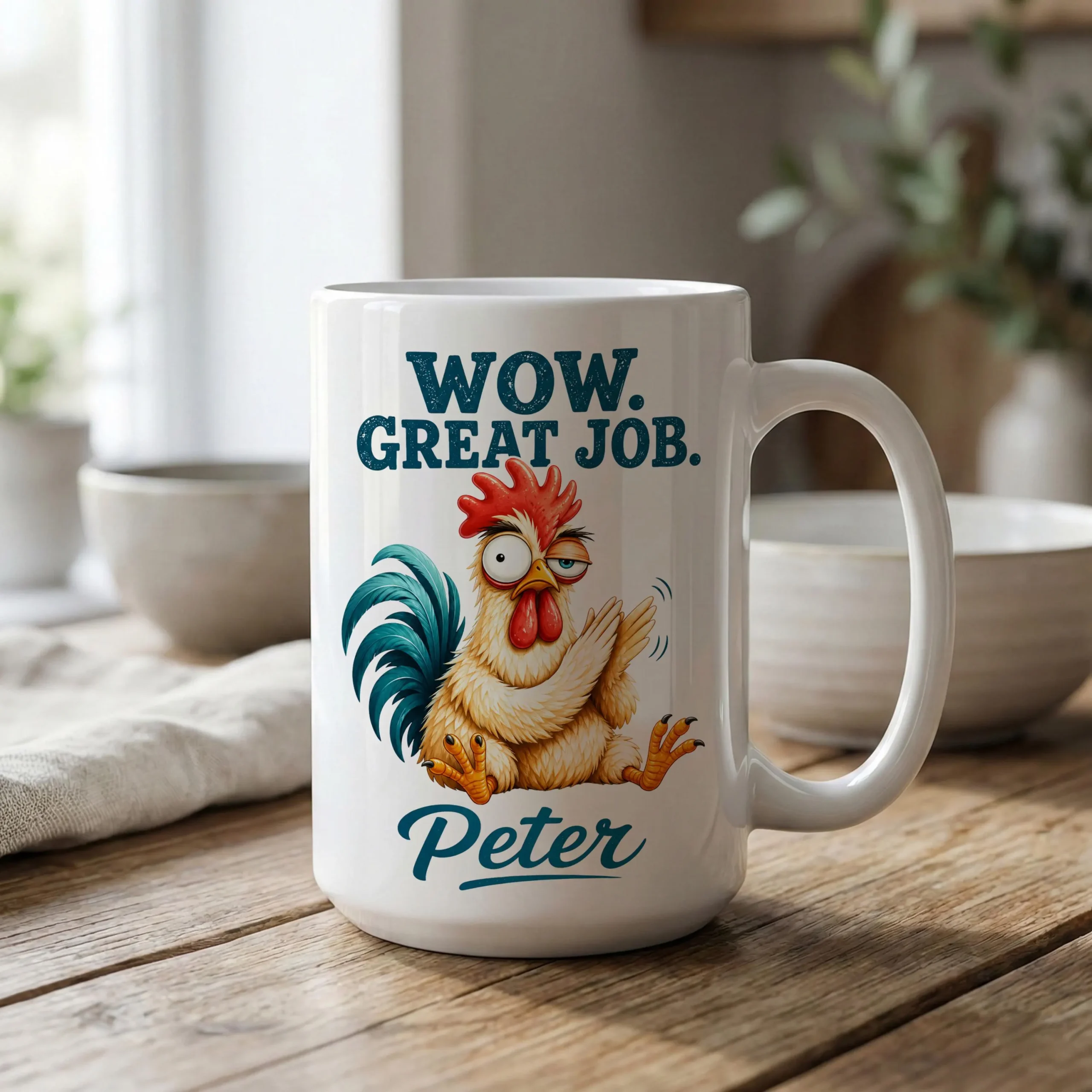 Personalized Funny Mug, Custom Name Coffee Mug, Funny Chicken Mug, Gag Gift for Coworker, Personalized Gift for Him Personalized Funny Mug, Custom Name Coffee Mug, Funny Chicken Mug, Gag Gift for Coworker, Personalized Gift for Him - Image 1