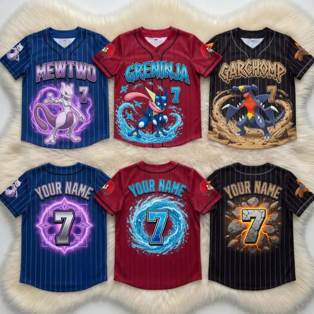 Custom PKM Monster Football Jersey, Evolution Character Sports Shirt, Custom Graphic Team Tee, Gamer Fan Gift Jersey