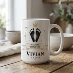 Custom Baby Footprint Mug Gift Personalized Name Birth Date Newborn Keepsake Coffee Cup Baby Shower Memorial Present For Parents Keepsake - Image 3