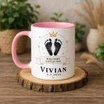 Custom Baby Footprint Mug Gift Personalized Name Birth Date Newborn Keepsake Coffee Cup Baby Shower Memorial Present For Parents Keepsake