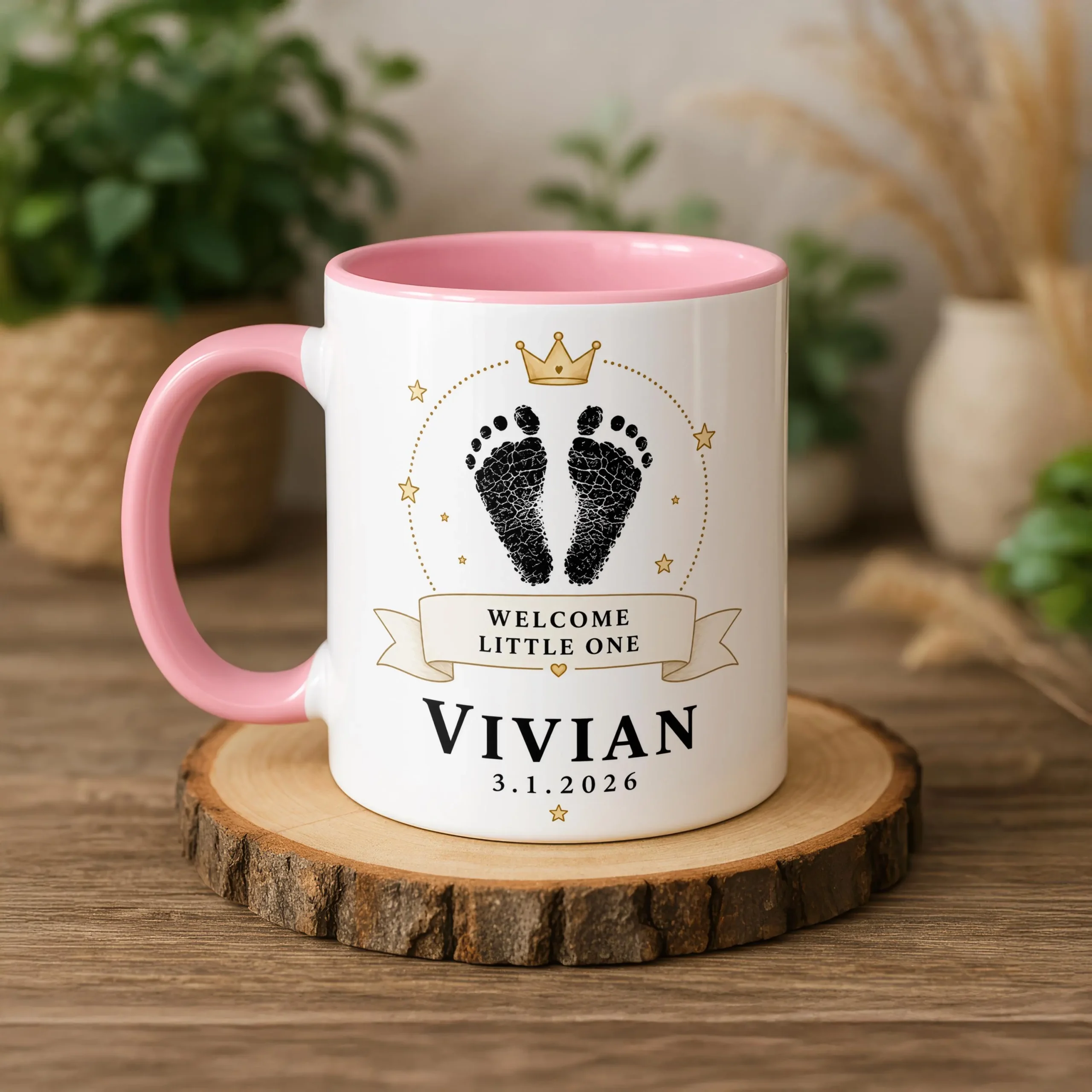 Custom Baby Footprint Mug Gift Personalized Name Birth Date Newborn Keepsake Coffee Cup Baby Shower Memorial Present For Parents Keepsake Custom Baby Footprint Mug Gift Personalized Name Birth Date Newborn Keepsake Coffee Cup Baby Shower Memorial Present For Parents Keepsake - Image 1