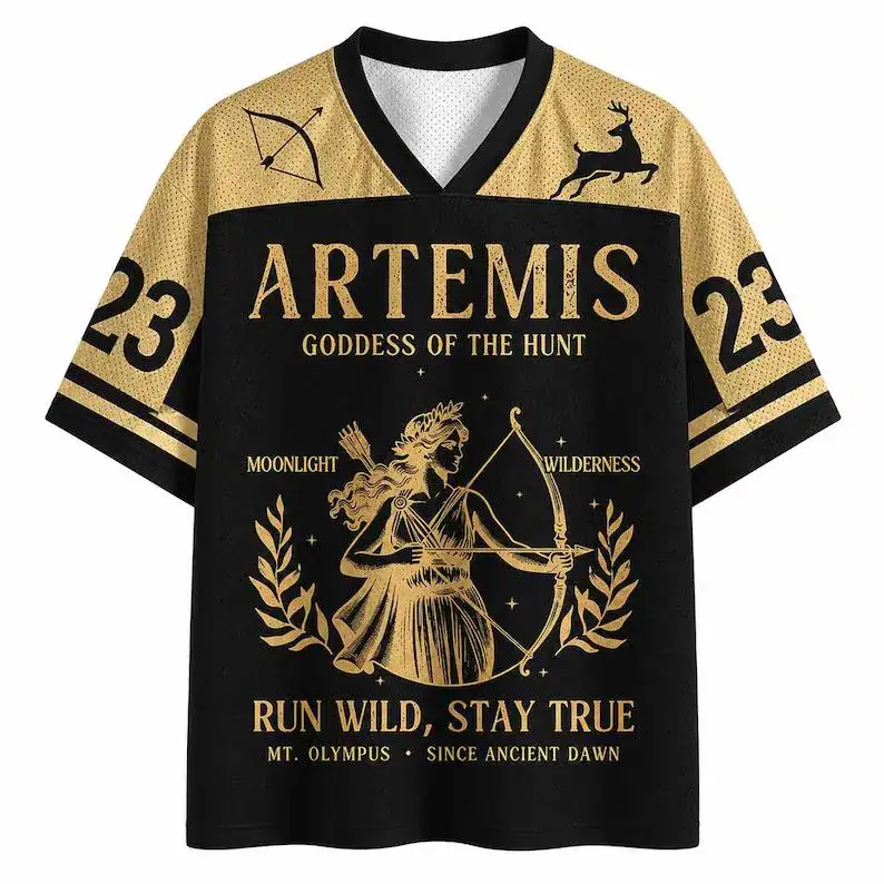 Artemis Goddess of the Hunt Football Jersey | Greek Mythology Sports Shirt | Artemis Graphic Jersey | Moon Goddess Streetwear Tee