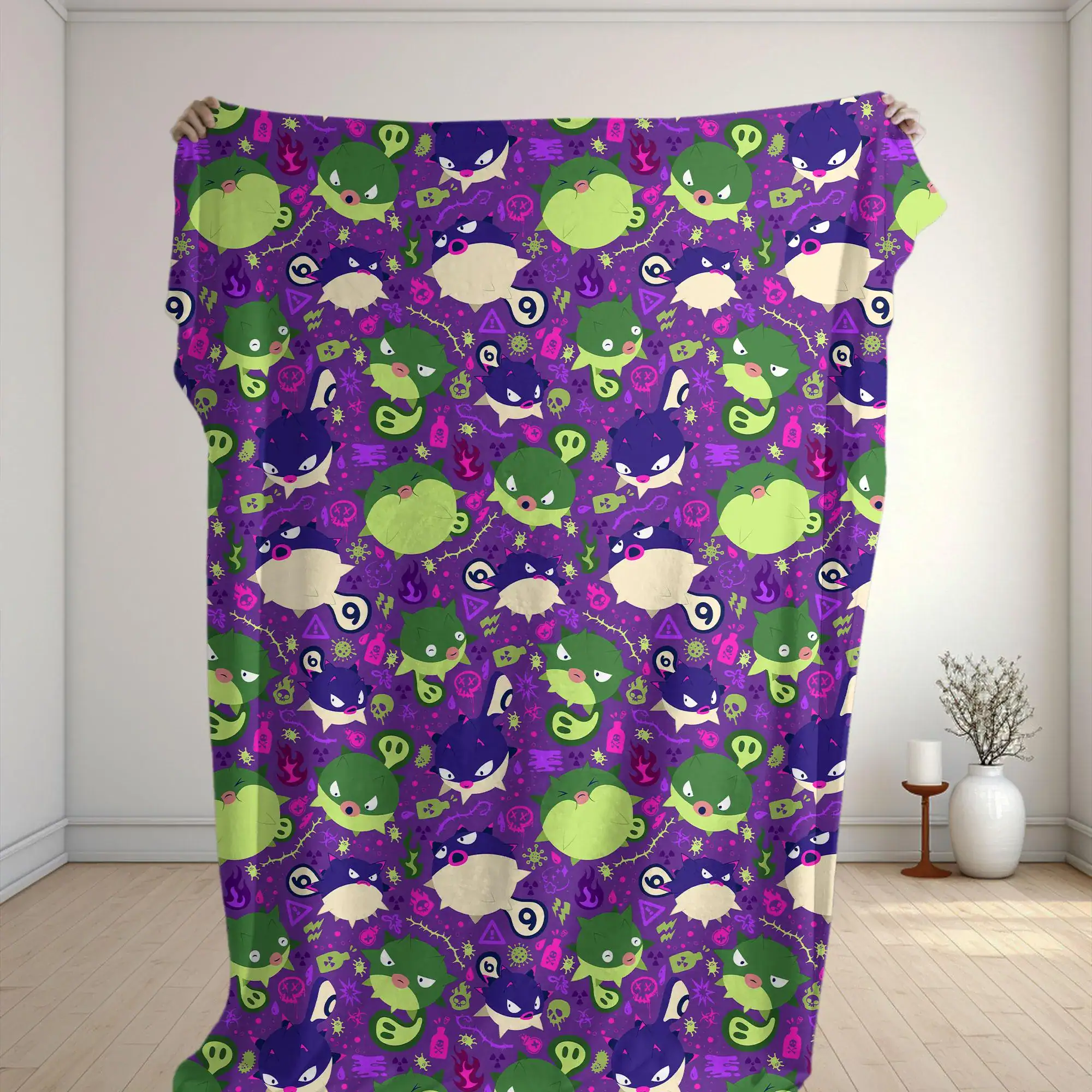 Qwilfish Fleece Blanket Cozy Throw Blanket Funny Family Baby Blanket Spooky Halloween Christmas Home Decor Hisuian Qwilfish Gifts