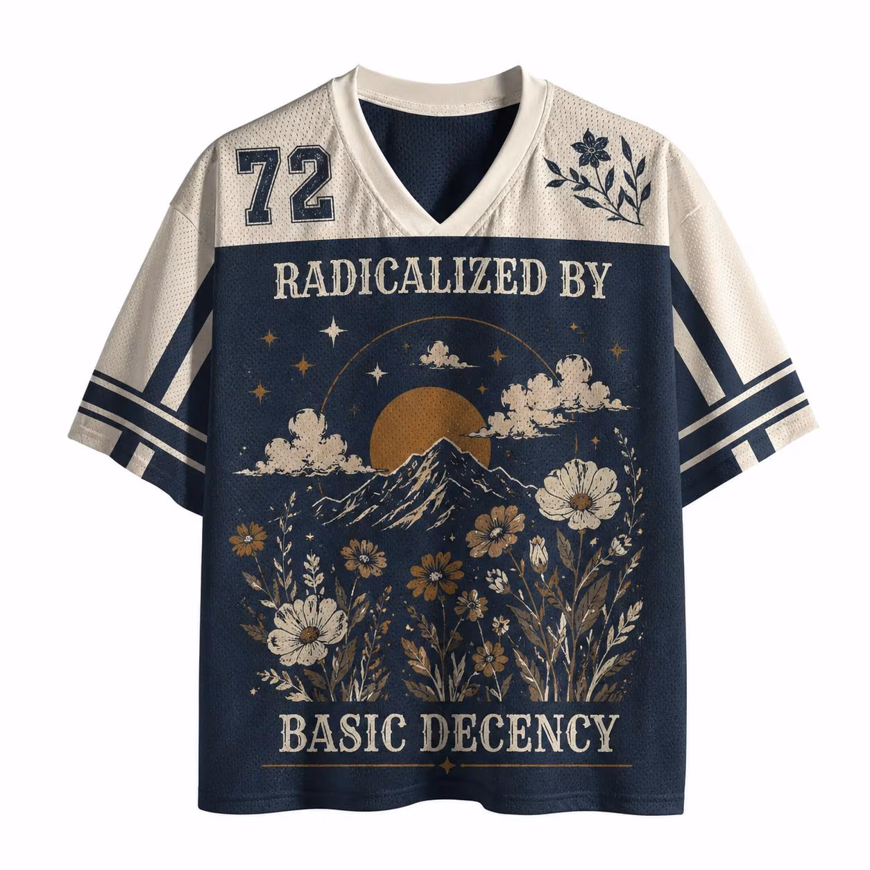 Radicalized By Basic Decency Mountain Jersey – Vintage Nature Aesthetic Hockey Shirt