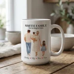 Custom Family Portrait Mug, Personalized Family Mug, Family Drawing Keepsake Mug, Family Portrait Illustration, Gift for Mom Dad