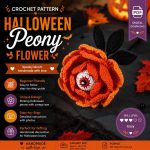 Halloween Peony Flower Crochet Pattern PDF, Gothic Eye Flower Crochet, Spooky Halloween Decor, Amigurumi Flower Pattern Digital Download
