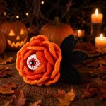 Halloween Peony Flower Crochet Pattern PDF, Gothic Eye Flower Crochet, Spooky Halloween Decor, Amigurumi Flower Pattern Digital Download - Image 4