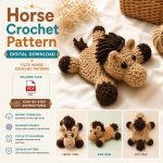 Horse Crochet Pattern PDF, Amigurumi Horse Pattern, Cute Horse Plush Crochet Tutorial,  Digital Download