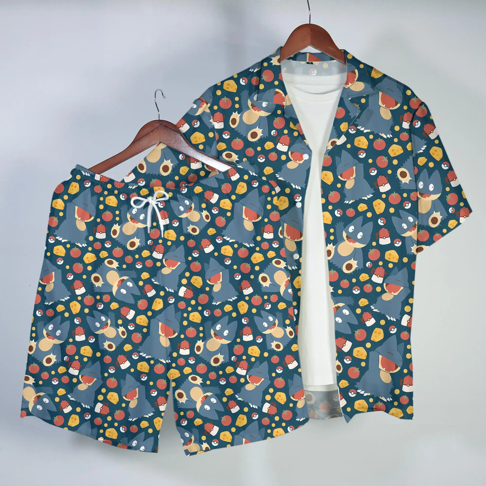 Munchlax Hawaiian Shirt Tropical Button Up Shirt Summer Beach Vacation Outfit Matching Set Unisex Munchlax Shirt Gifts