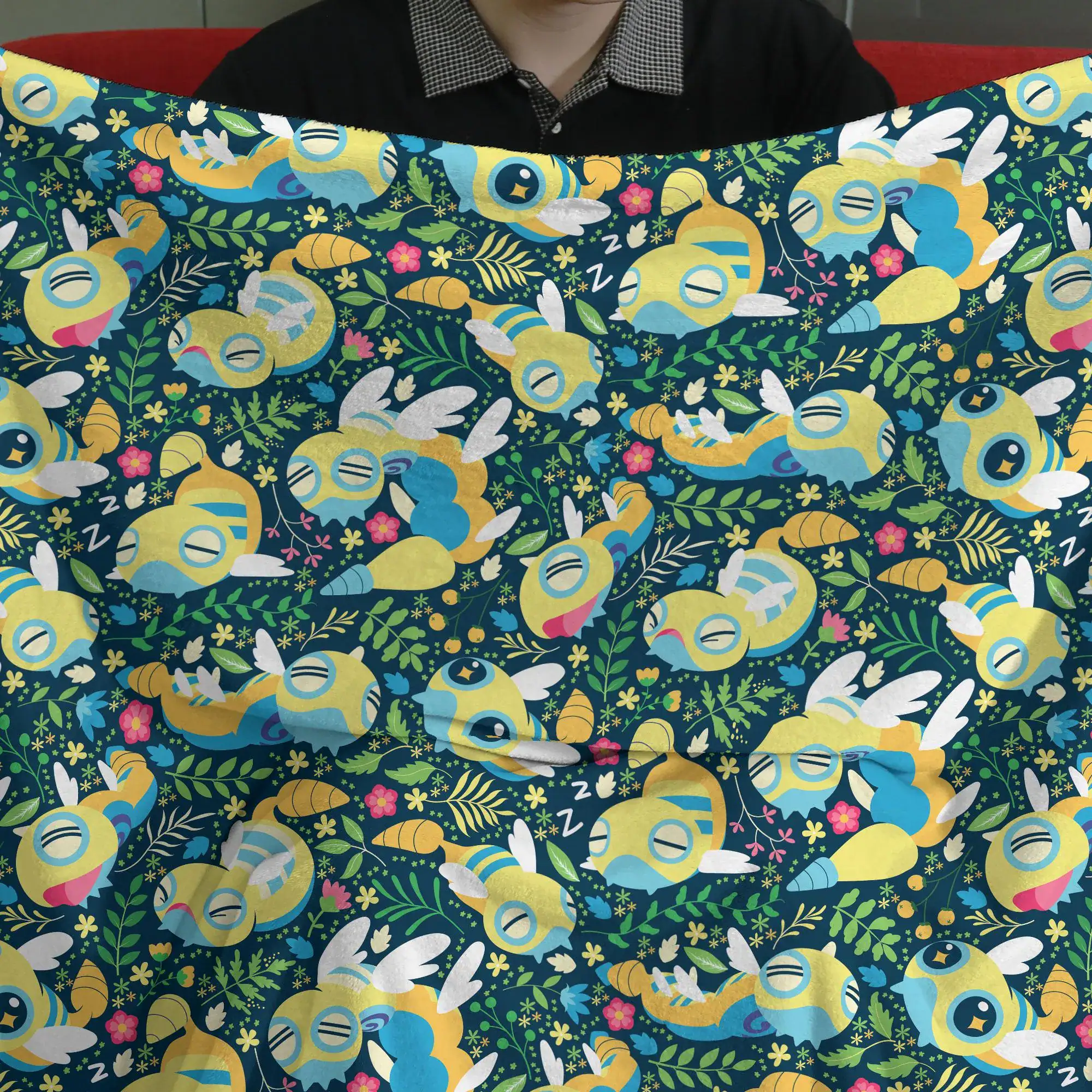 Dunsparce Fleece Blanket Cute Forest Pattern Cozy Throw Blanket Family Baby Blanket Woodland Christmas Home Decor Dunsparce Blanket Gifts - Image 3