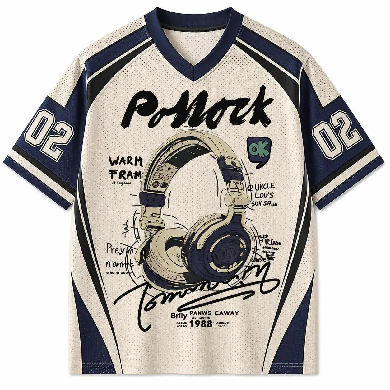 Retro Headphones Graphic Jersey, Music Lover Sports Shirt, DJ Inspired Baseball Jersey, Vintage Audio Streetwear Tee