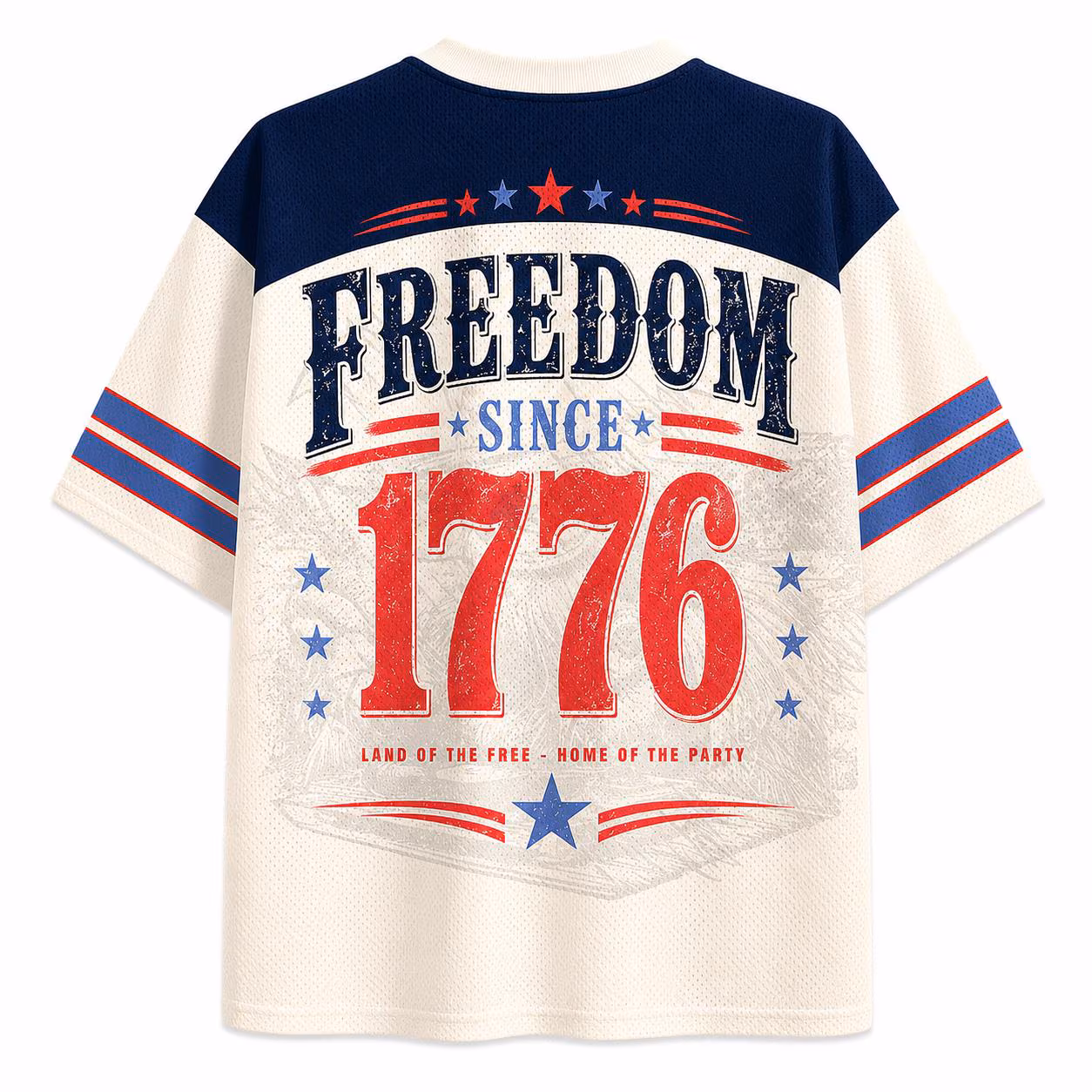 Happy 4th of July Bigfoot DJ Football Jersey, Funny Patriotic Sasquatch Independence Day Shirt, Retro USA Party Tee - Image 2