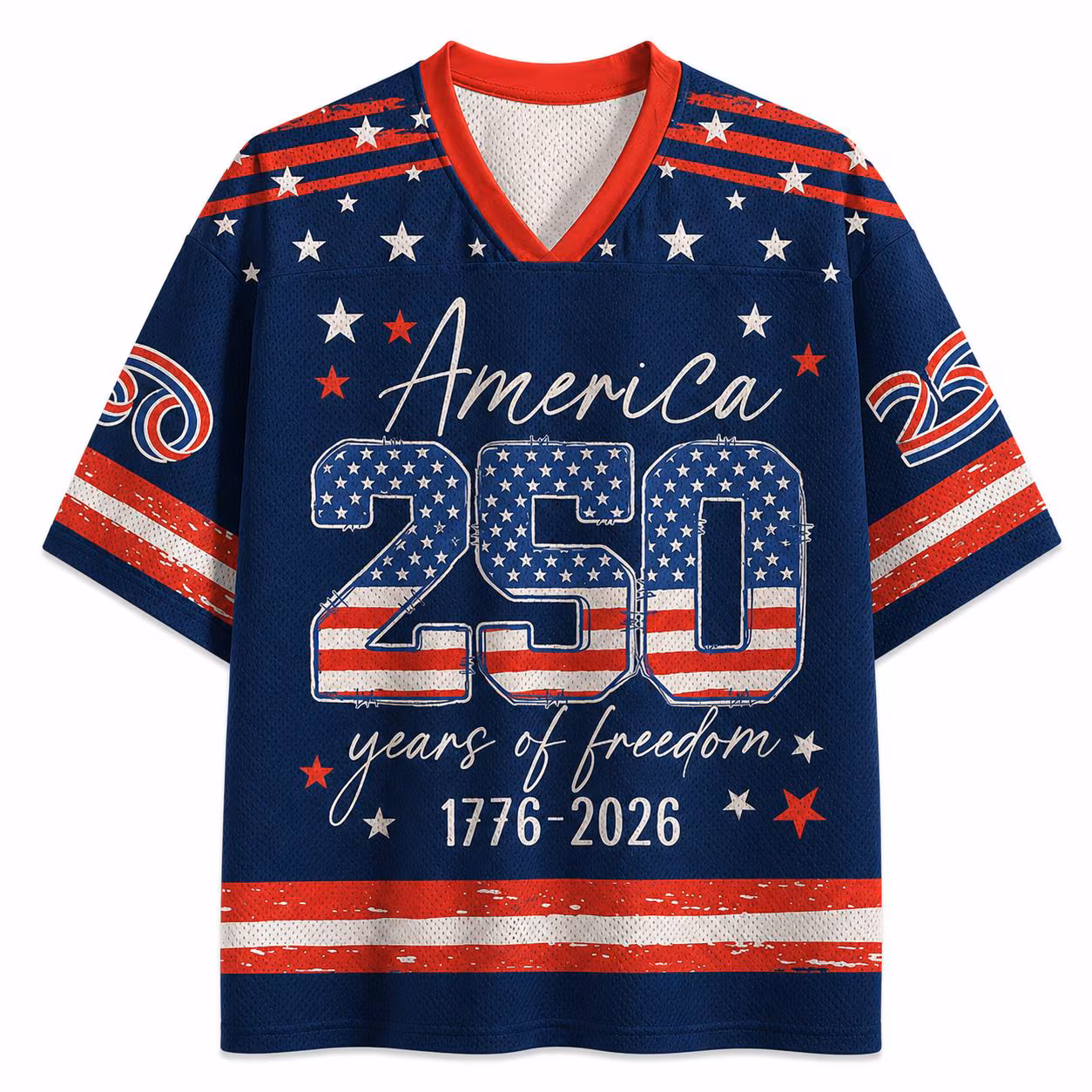 America 250 Years of Freedom Patriotic Football Jersey, Vintage USA Independence Day Shirt, Retro 1776-2026 Americana Tee