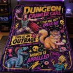 Dungeon Crawler Princess Donut And Mongo Fleece Blanket, Dungeon Crawler Carl Blanket, Fantasy Book Style Blanket, Cozy Home Gift for Gamer