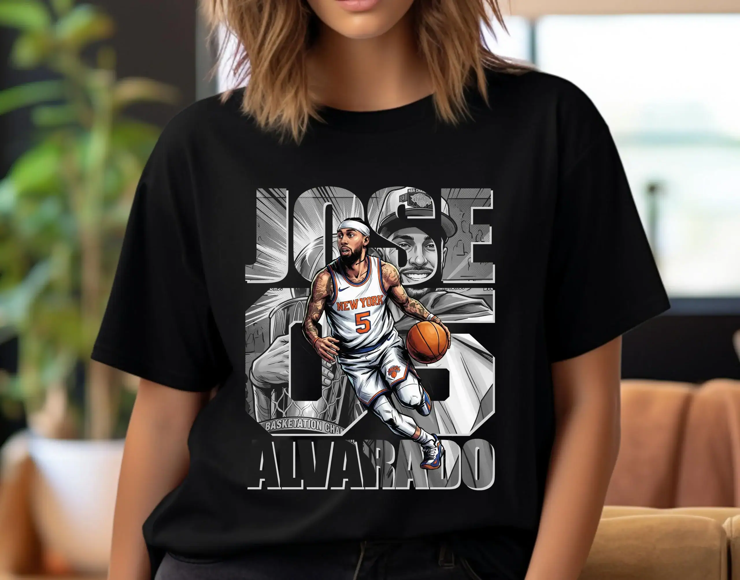Basketball Player T-Shirt Design: Alvarado Comic Image Graphic Shirt
