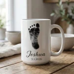 Custom Baby Footprint Mug, Newborn Baby Shower Gift for Mom, Toddler Footprint New Parent Gifts, Kids Art Keepsake Gifts, Custom Baby Mug