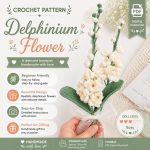 Delphinium Flower Crochet Pattern PDF, Realistic Crochet Flower Bouquet, Crochet Flower Pattern, Floral Home Decor, DIY Gift Digital Download