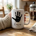 Personalized Baby Handprint Mug, Custom Newborn Keepsake Gift, Baby Footprint Mug, New Mom Grandma Present - Image 2