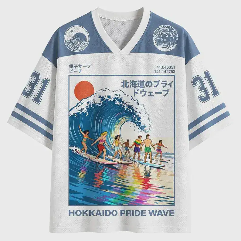 Hokkaido Pride Wave Jersey, Japanese Surf Shirt