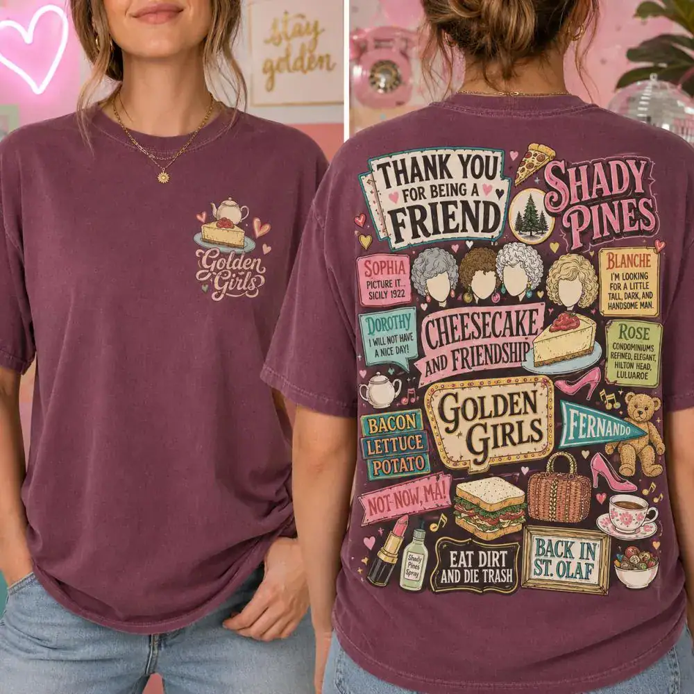 Thank You For Being A Friend Shirt, Stay Golden Shirt, Golden Girls Shirt, Retro Golden Girls Fan Lover 80s Vintage Movie Doodle Art Shirt