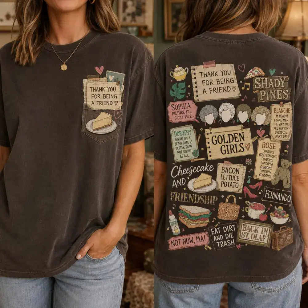Thank You For Being Classic Movie Shirt, Stay Golden Shirt, Golden Girls, Retro Golden Girls Fan Lover 80s Vintage Movie Doodle Art Shirt