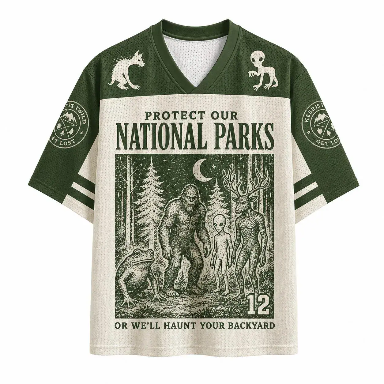 Team Cryptid Baseball Jersey, National Parks Monster Shirt, Bigfoot Mothman Graphic Tee, Camping Gift