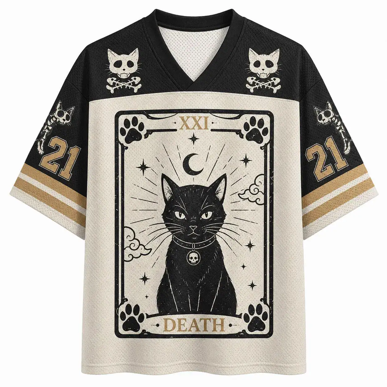 Black Cat Tarot Jersey, Gothic Football Shirt, Mystic Sports Jersey, Custom Name/Number