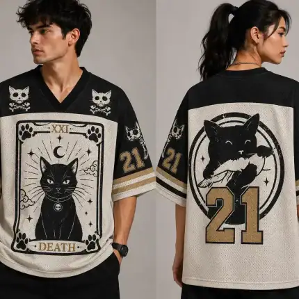 Black Cat Tarot Jersey, Gothic Football Shirt, Mystic Sports Jersey, Custom Name/Number - Image 3