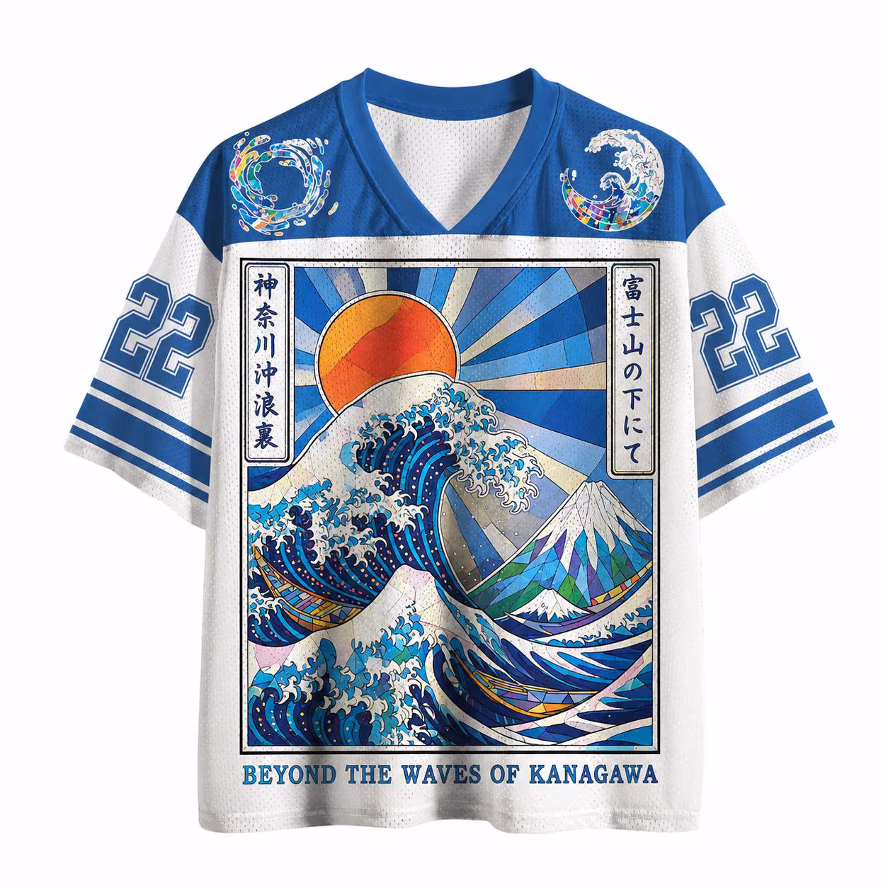 Kanagawa Wave Baseball Jersey | Japanese Art Sports Shirt | Ukiyo-e Unisex Tee