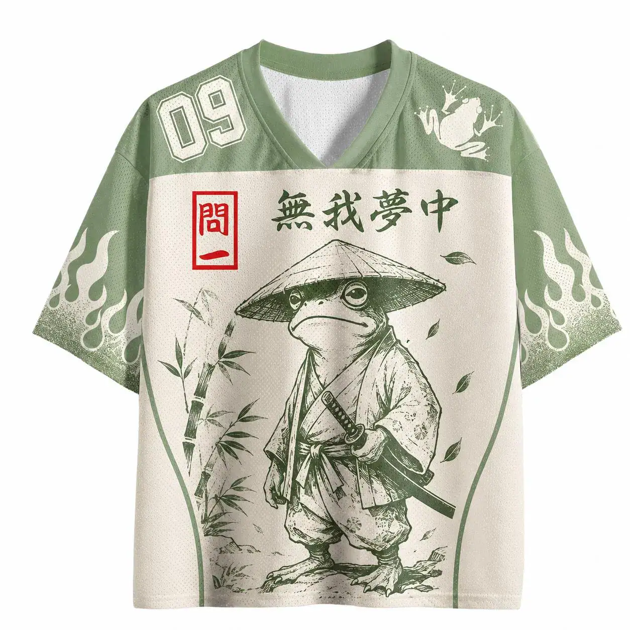 Samurai Frog Baseball Jersey, Japanese Tea Ceremony Graphic Shirt, Anime Style Apparel