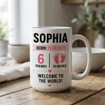 Personalized Birth Stats Mug, New Baby Gift, Custom Baby Birth Announcement Mug, Newborn Keepsake Mug, Baby Name Mug, New Parent Gift