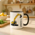 Personalized Excavator Mug – Custom Name Construction Gift for Operator or Builder - Image 3