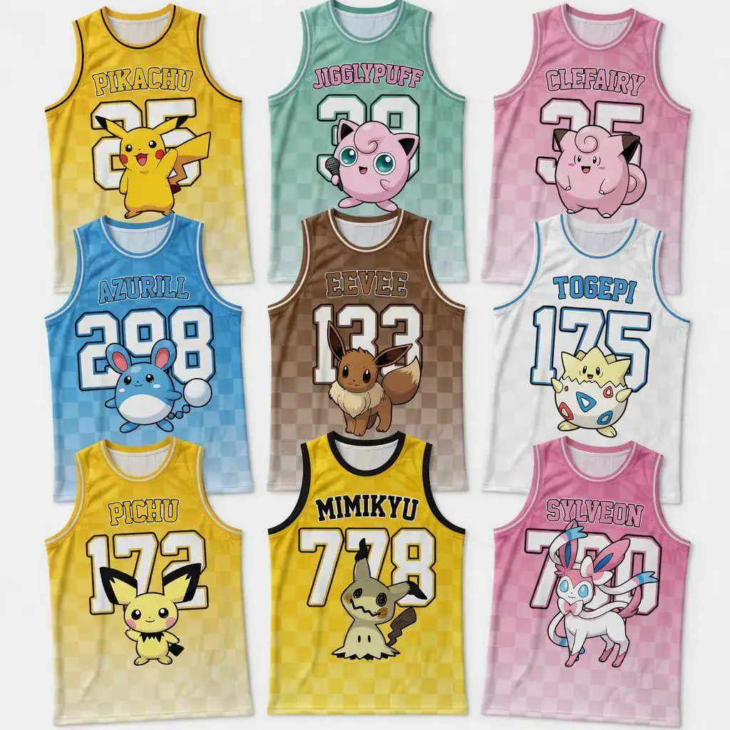 Custom PKM Monster Basketball Jersey, Game Character Tank Top, Custom Graphic Sports Shirt, Gamer Fan Jersey