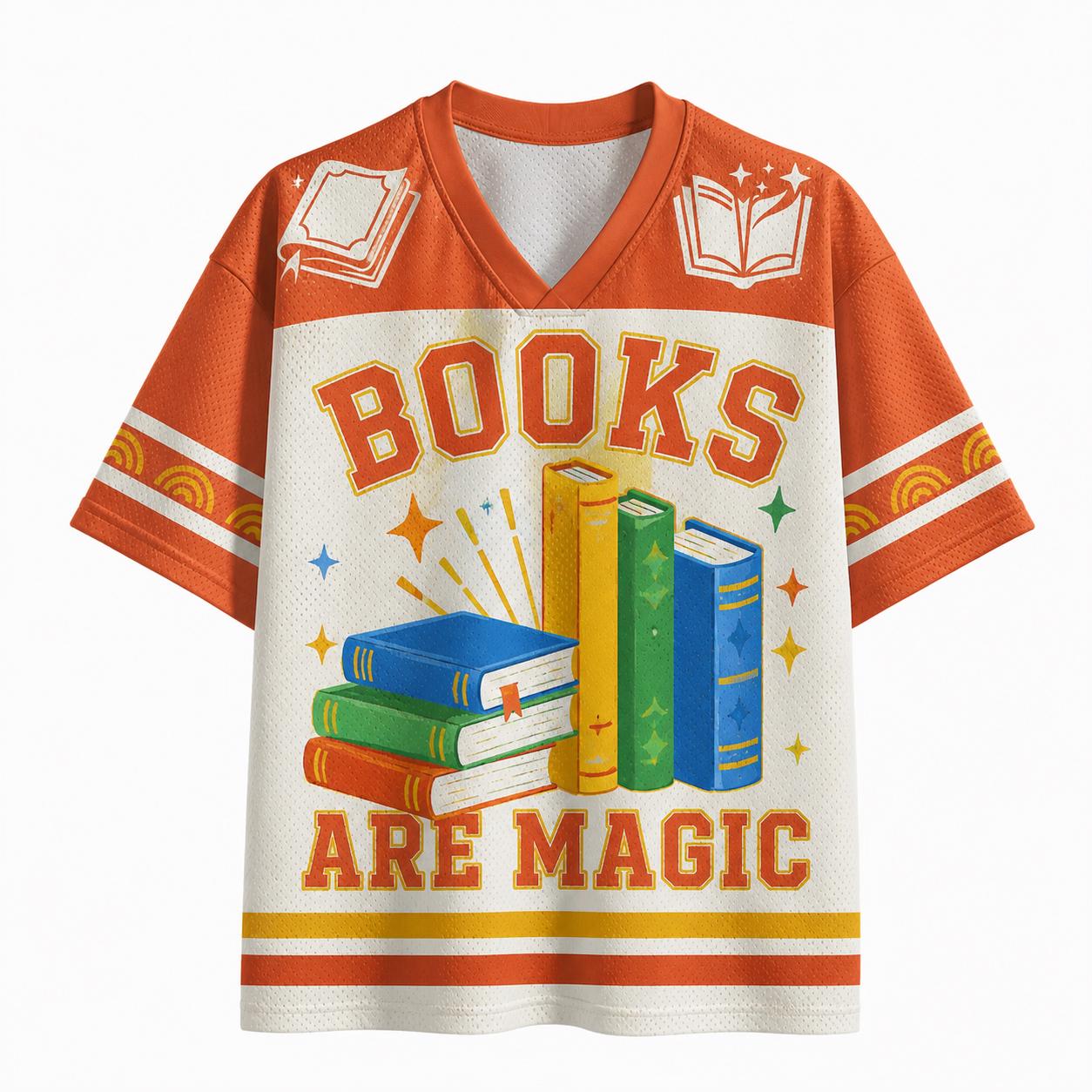 Books Are Magic Jersey, Book Lover Football Shirt, Reading Teacher Jersey, Librarian Gift, Bookworm Sports Tee, Reader Graphic Jersey