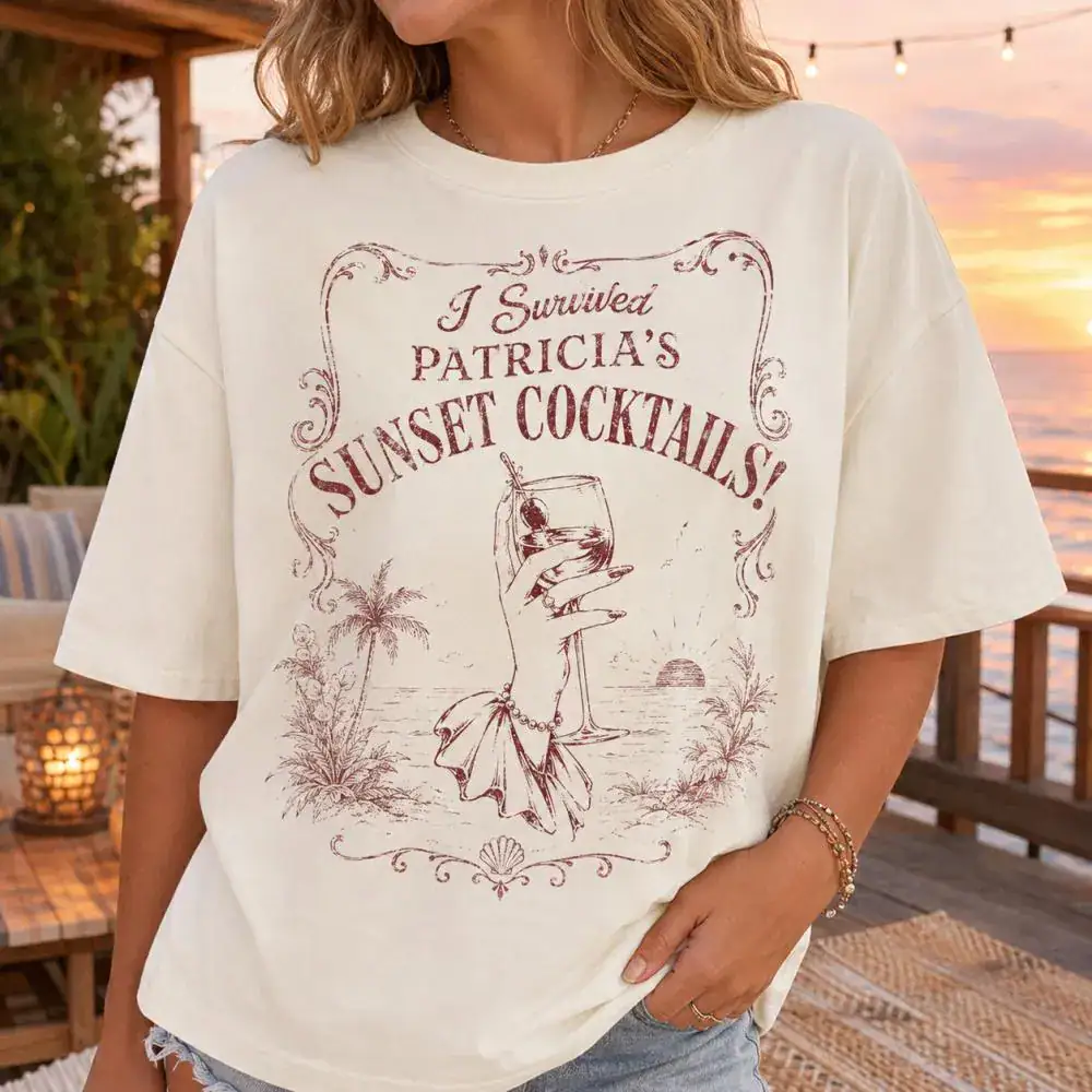 Limited I Survived Patricia's Sunset Cocktails T-Shirt, Vintage90s Widow's Bay Movie Shirt, Gift for Woman anda Man, Widow's Bay Shirt