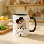 Personalized Couple Gifts Mug, Couple Gift Idea for Anniversary, Couple Portrait, Music Lover Gift for Couple Illustration Boyfriend Gift