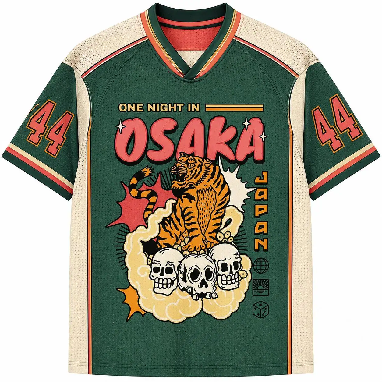 One Night in Osaka Jersey, Japanese Tiger Graphic Sports Shirt, Retro Osaka Streetwear Tee, Vintage Japan Travel Jersey