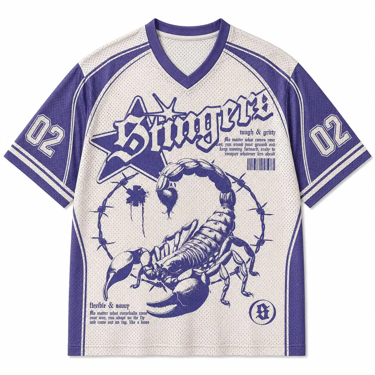 Vintage Scorpion Graphic Jersey, Gothic Y2K Sports Shirt, Purple Streetwear Mesh Jersey, Edgy Zodiac Athletic Tee