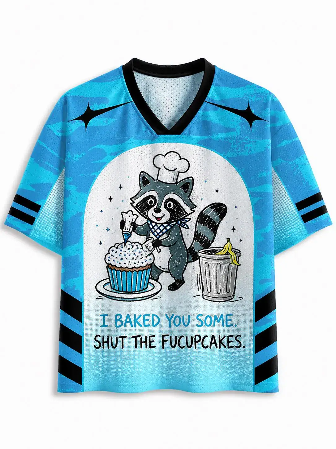 Funny Raccoon Baker Jersey Shirt, I Baked You Some Shut the Fucupcakes Graphic Tee