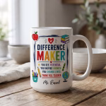 Difference Maker Mug for Teacher Appreciation Gifts End of School Teacher Gifts Mug Personalized Teacher Keepsake for Back to School Gifts