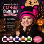 Cat Ear Beanie Crochet Pattern PDF, Kids Cat Hat Pattern, Halloween Crochet Hat, Cute Animal Beanie Tutorial,  Digital Download