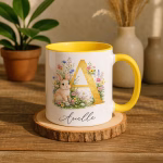 Personalized Letter Initials Gift for Kids, Monogram Mugs with Names, Floral Alphabet Mug, Gift for Kids Birthday, Kids Mug Initial Name Mug