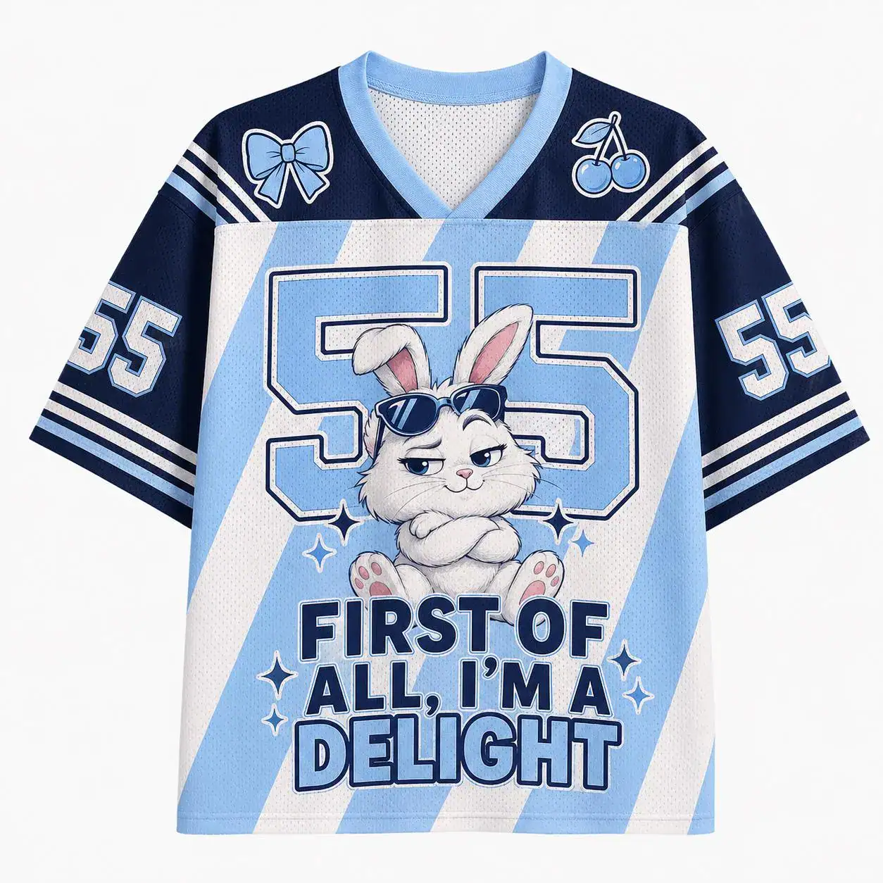 Bunny Football Jersey, Sassy Rabbit Graphic Tee, Coquette Aesthetic Shirt, Cute Animal Sports Top, Funny Quote Apparel, Blue Jersey