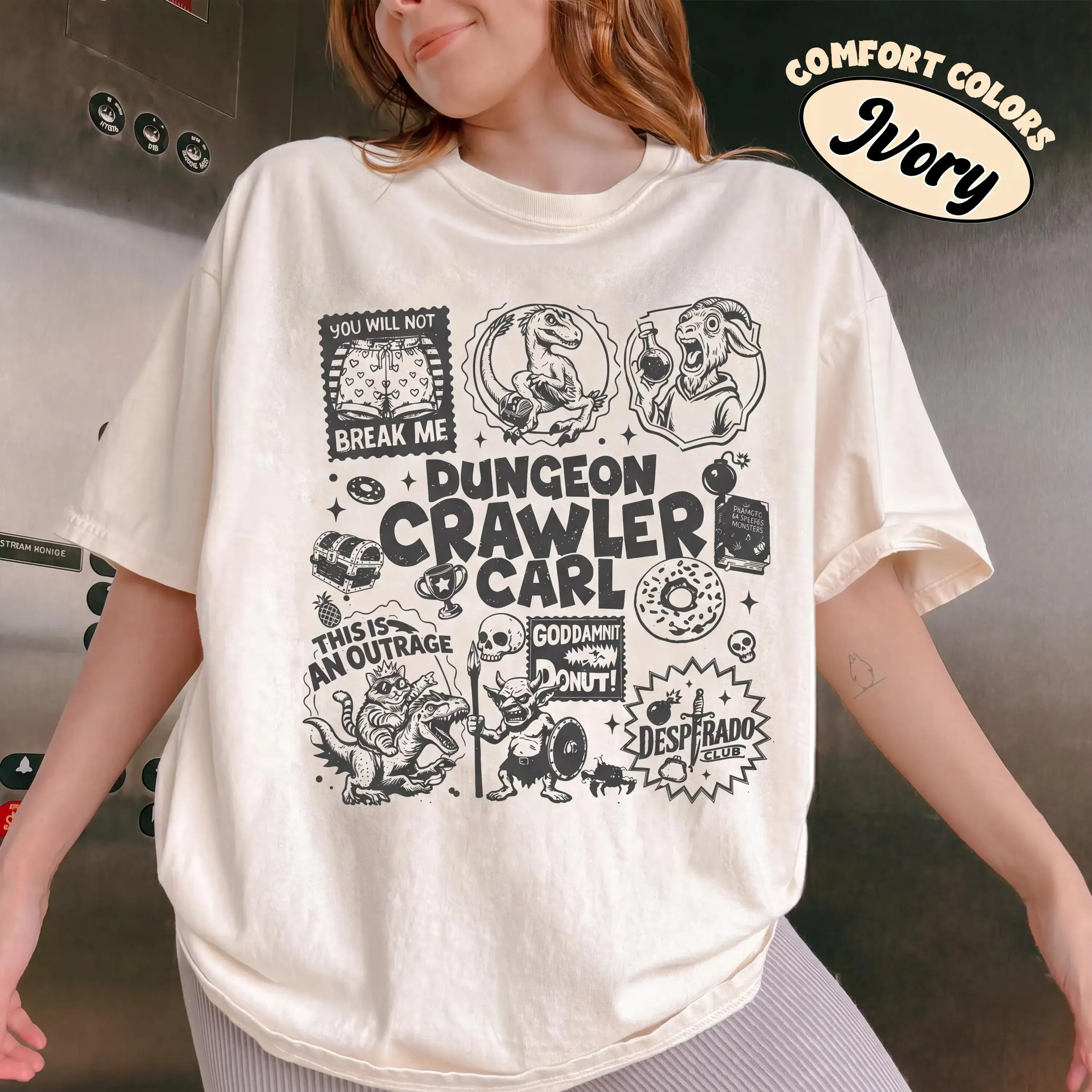 Dungeon Crawler Carl Shirt, Princess Donut Vintage Graphic Tee,Mongo Prepotente LitRPG Fantasy Merch,Comfort Colors Bookish Fan Gift Apparel